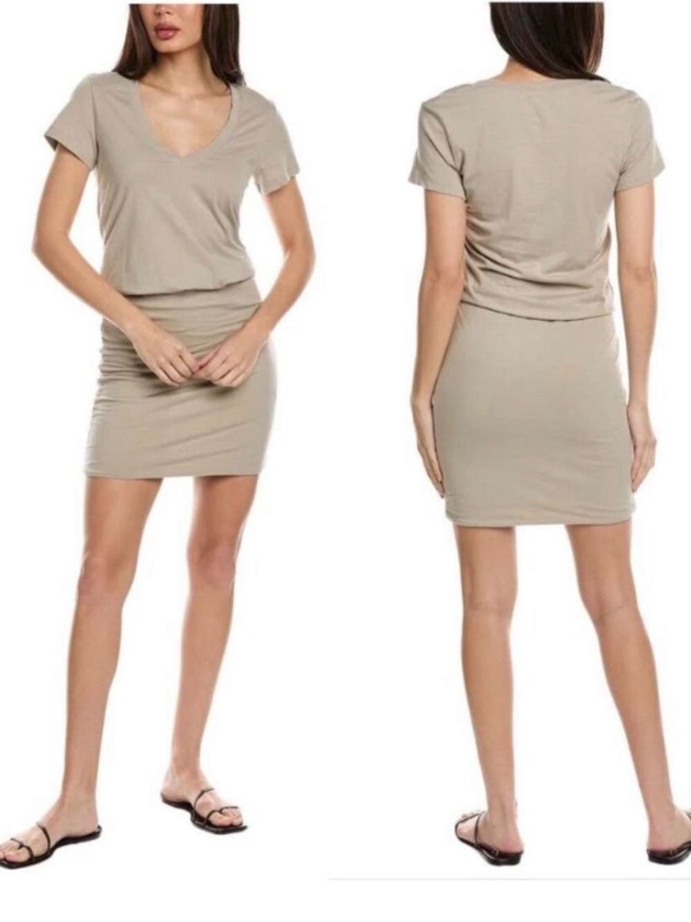 JAMES PERSE Dress NEW T Shirt V Neck Blouson in taupe Size 2